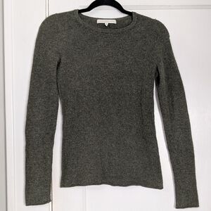 NakedCashmere XS Cashmere Crewneck Sweater Green Gray Stretch Knit